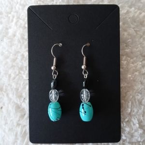 Handmade turquoise beaded earrings